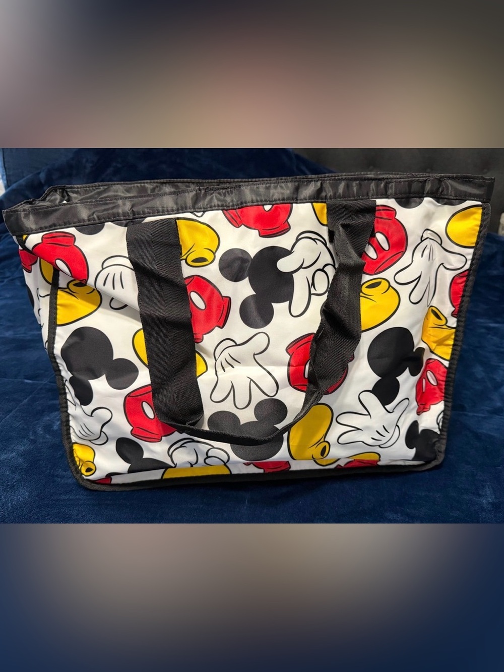 Disney Mickey Pattern Tote Bag in Black, Red, Yellow, White